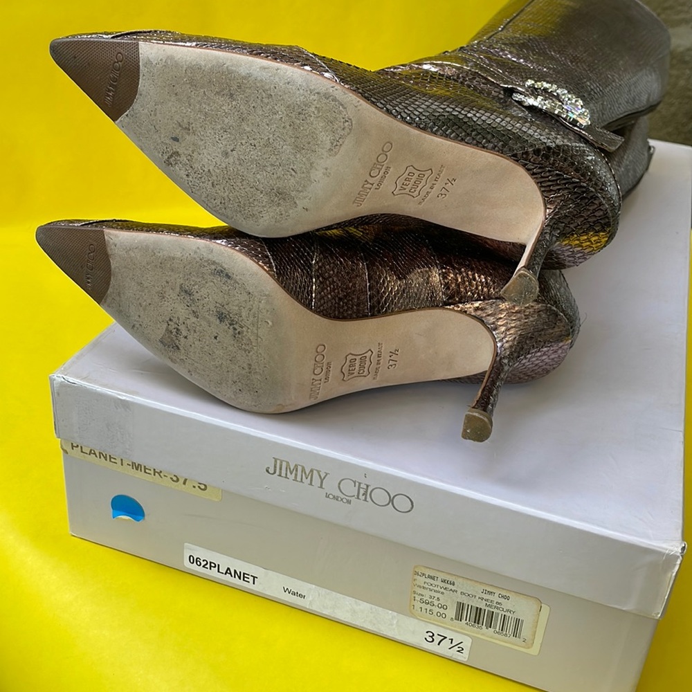 Bronze Jimmy Choo watersnake skin/leather boots in original box - Picture 13 of 16